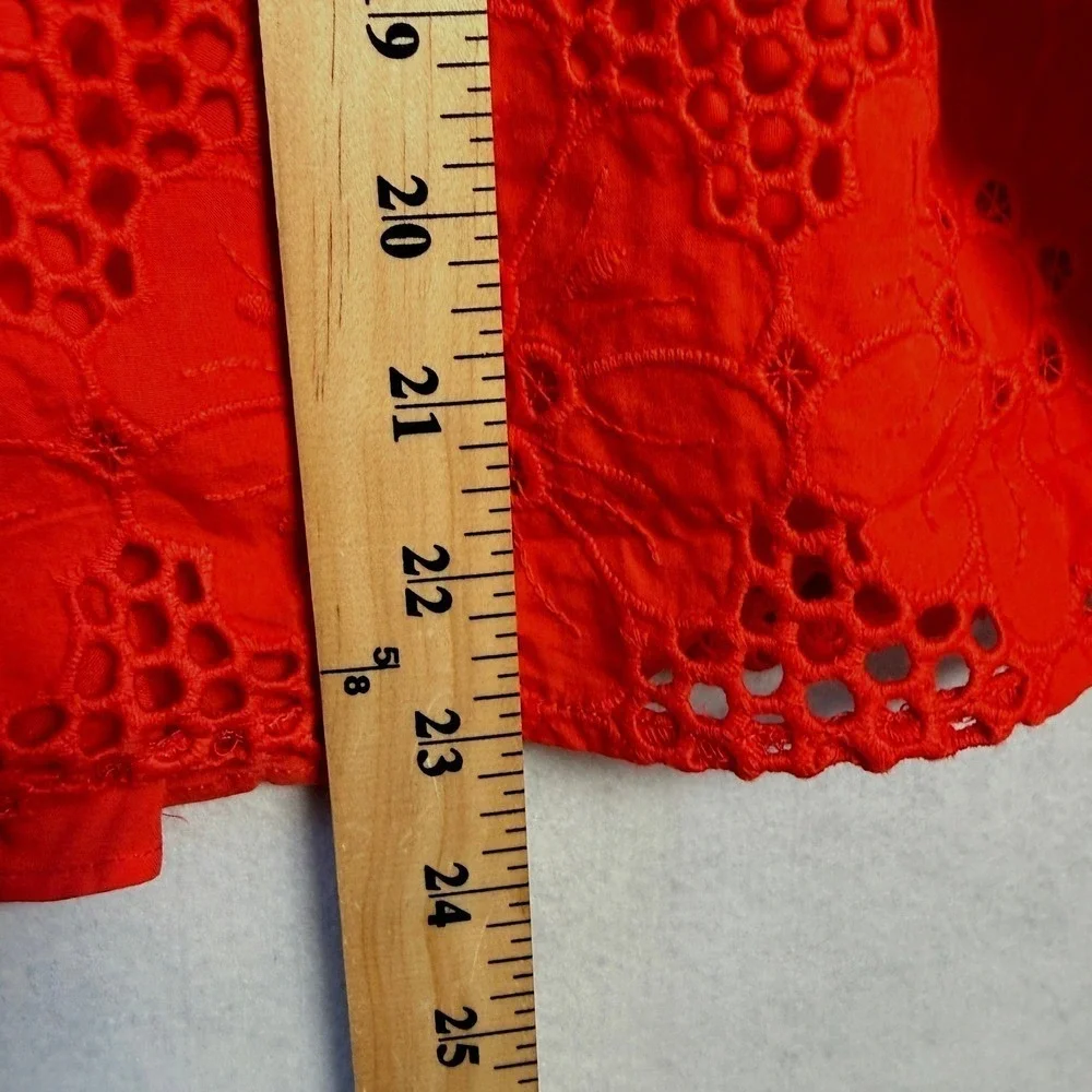 J.Crew‎ Red Eyelet Popover Top XL